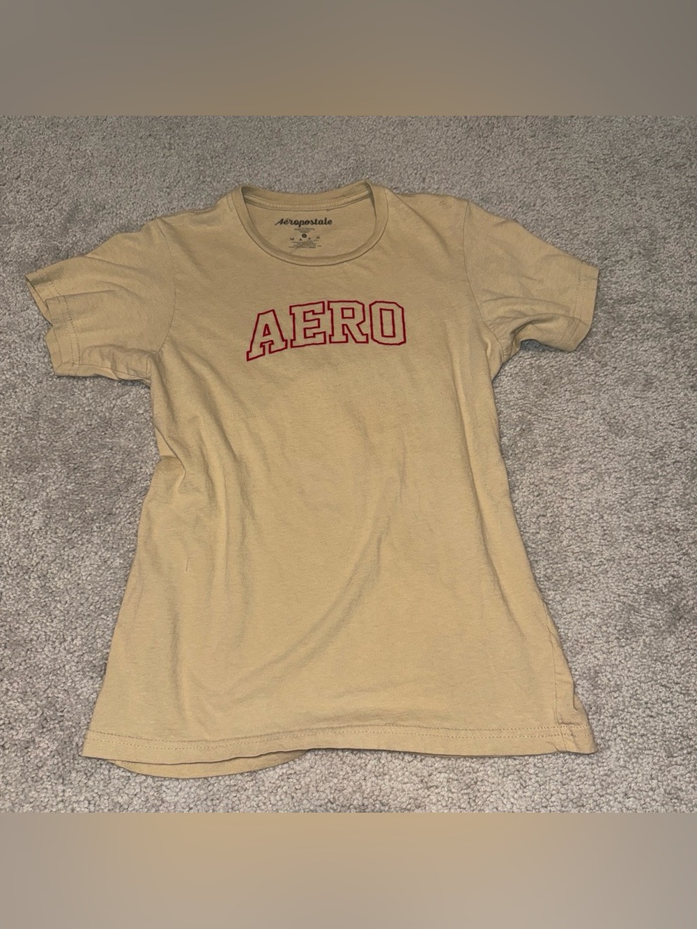 Aeropostale Yellow Crewneck Tee with Red AERO Logo